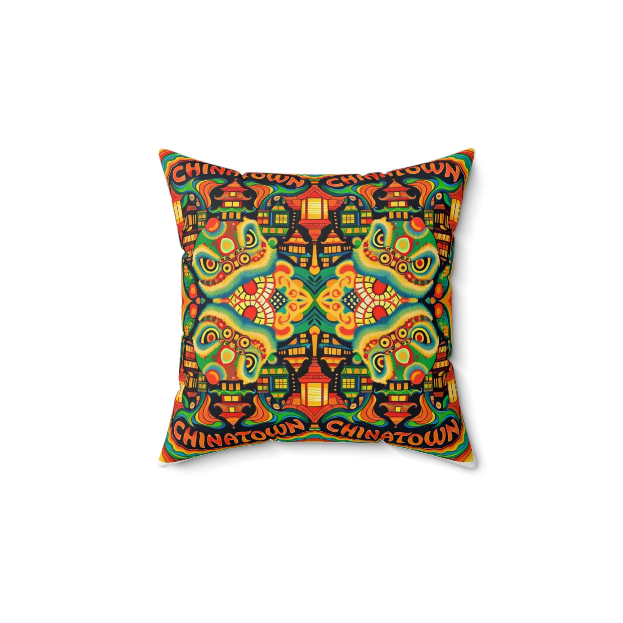 Chinatown Dragon Decorative Pillow — Colorful Lunar New Year Throw Pillow