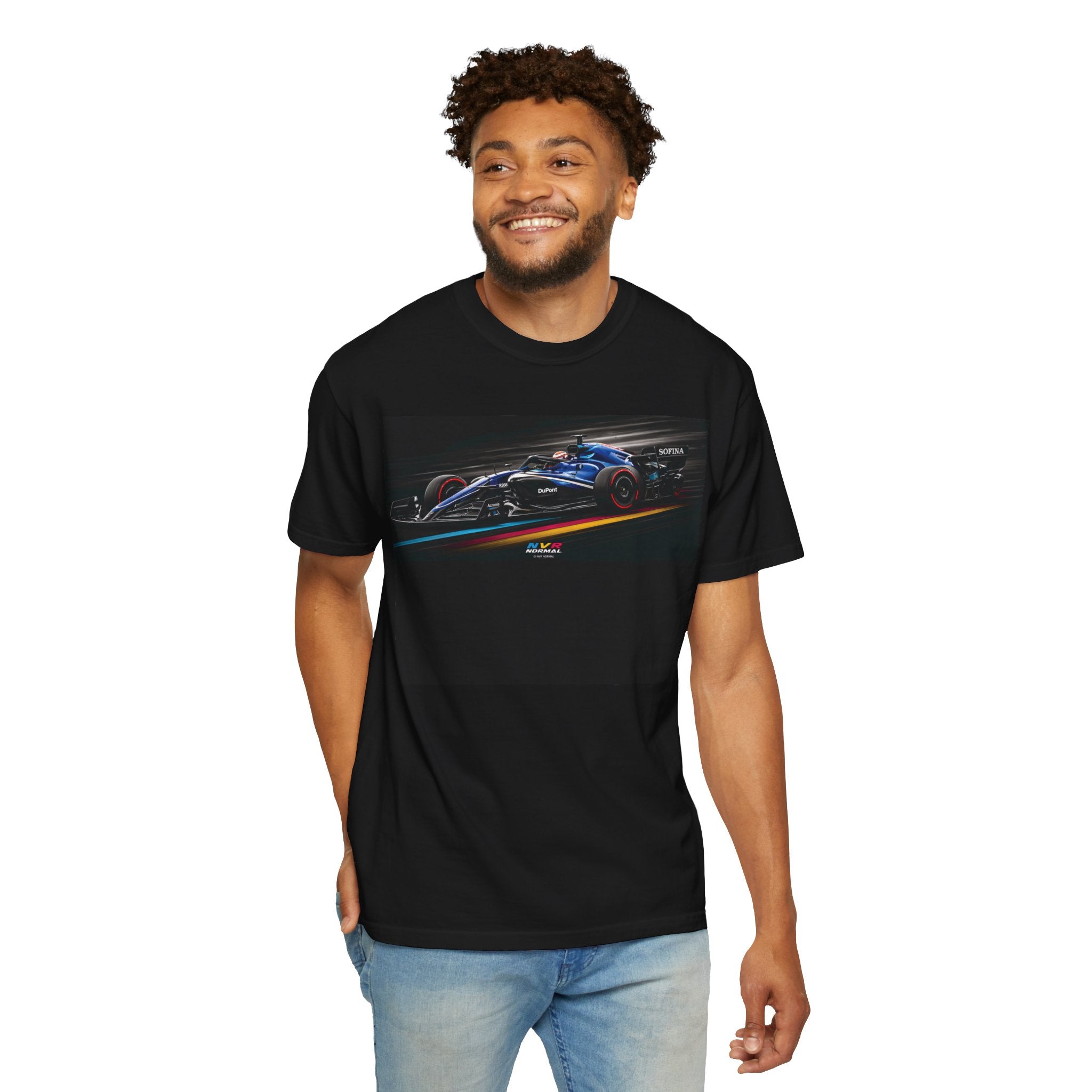 Unisex Racecar Night Drive T-Shirt — Neon Speed Graphic