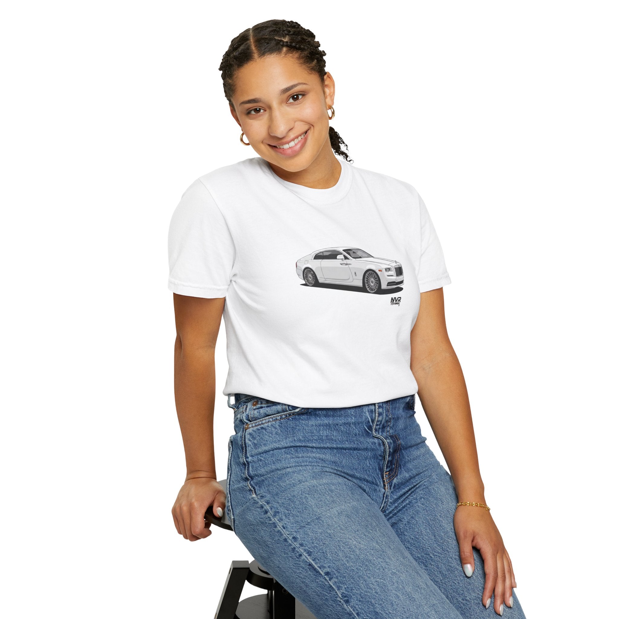 Unisex Luxury Sports Car Graphic T-Shirt — White Coupe Illustration