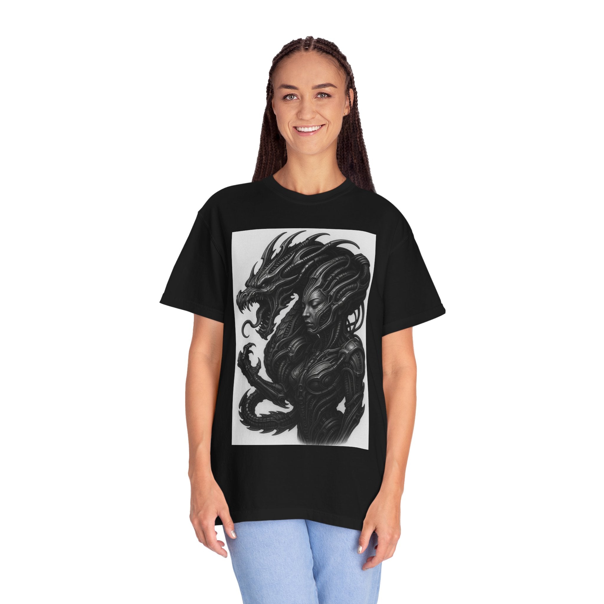 Alien Queen Sci‑Fi T-Shirt — Dark Biomech Art Tee
