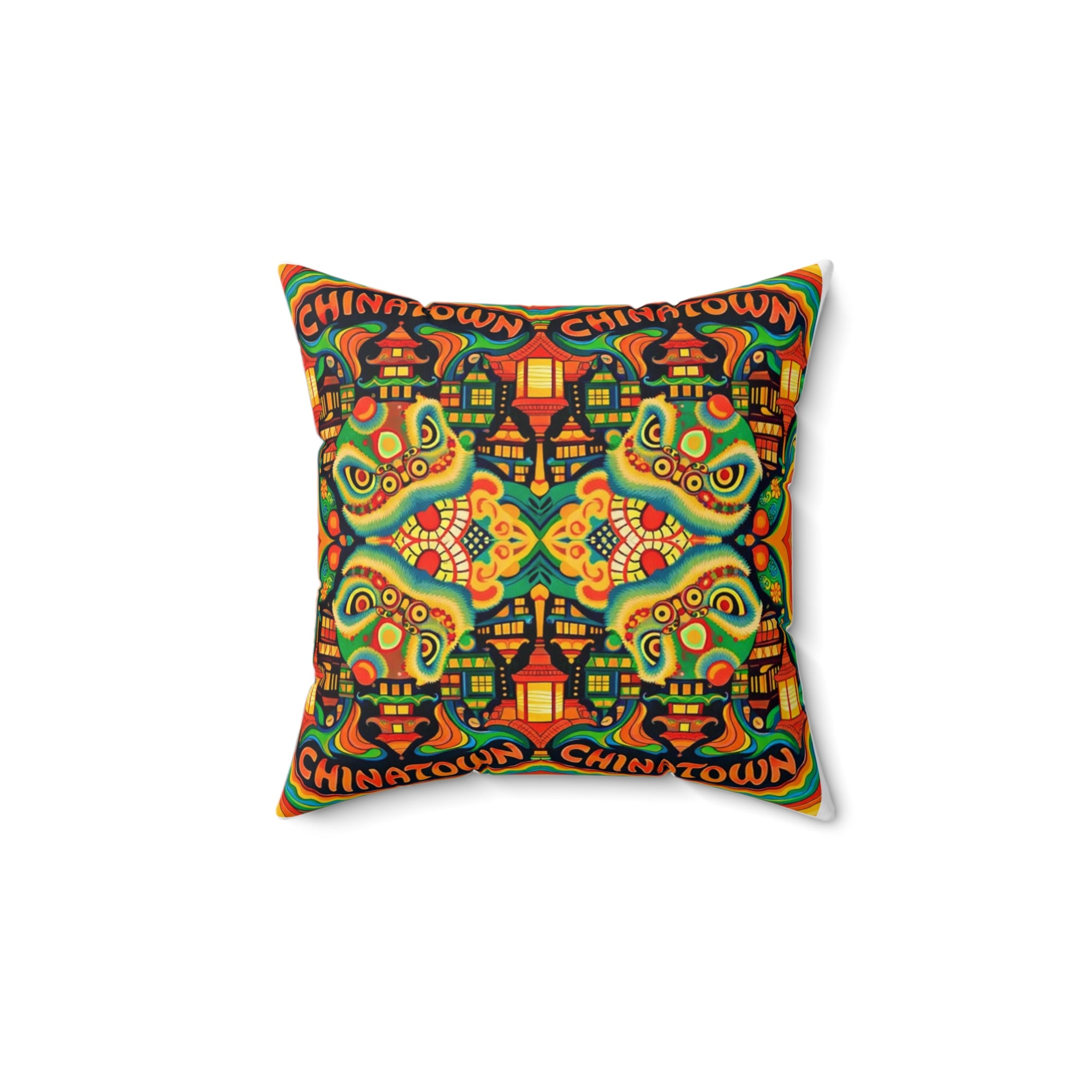 Chinatown Dragon Decorative Pillow — Colorful Lunar New Year Throw Pillow