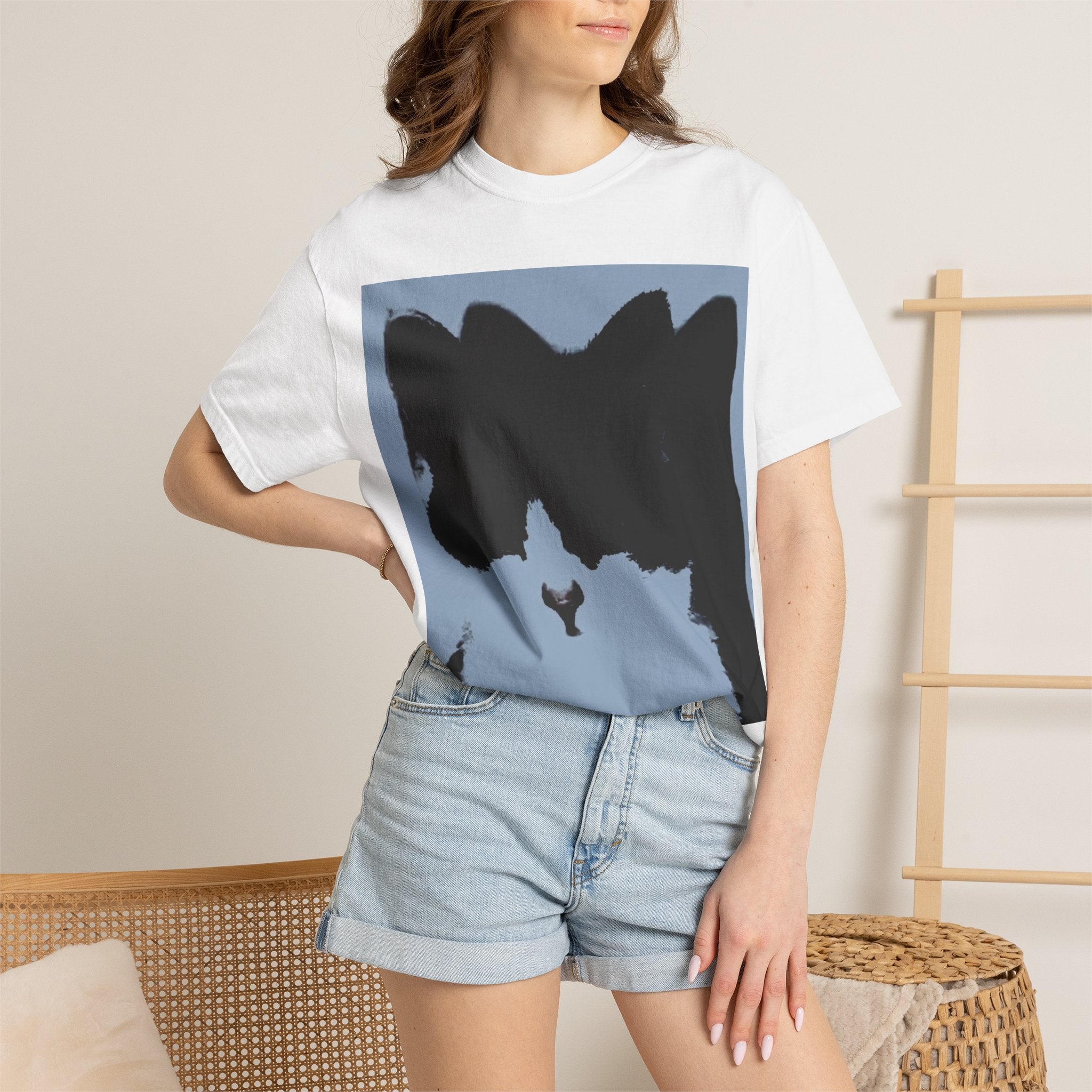 Unisex Garment-Dyed Cat GraphicT-shirt