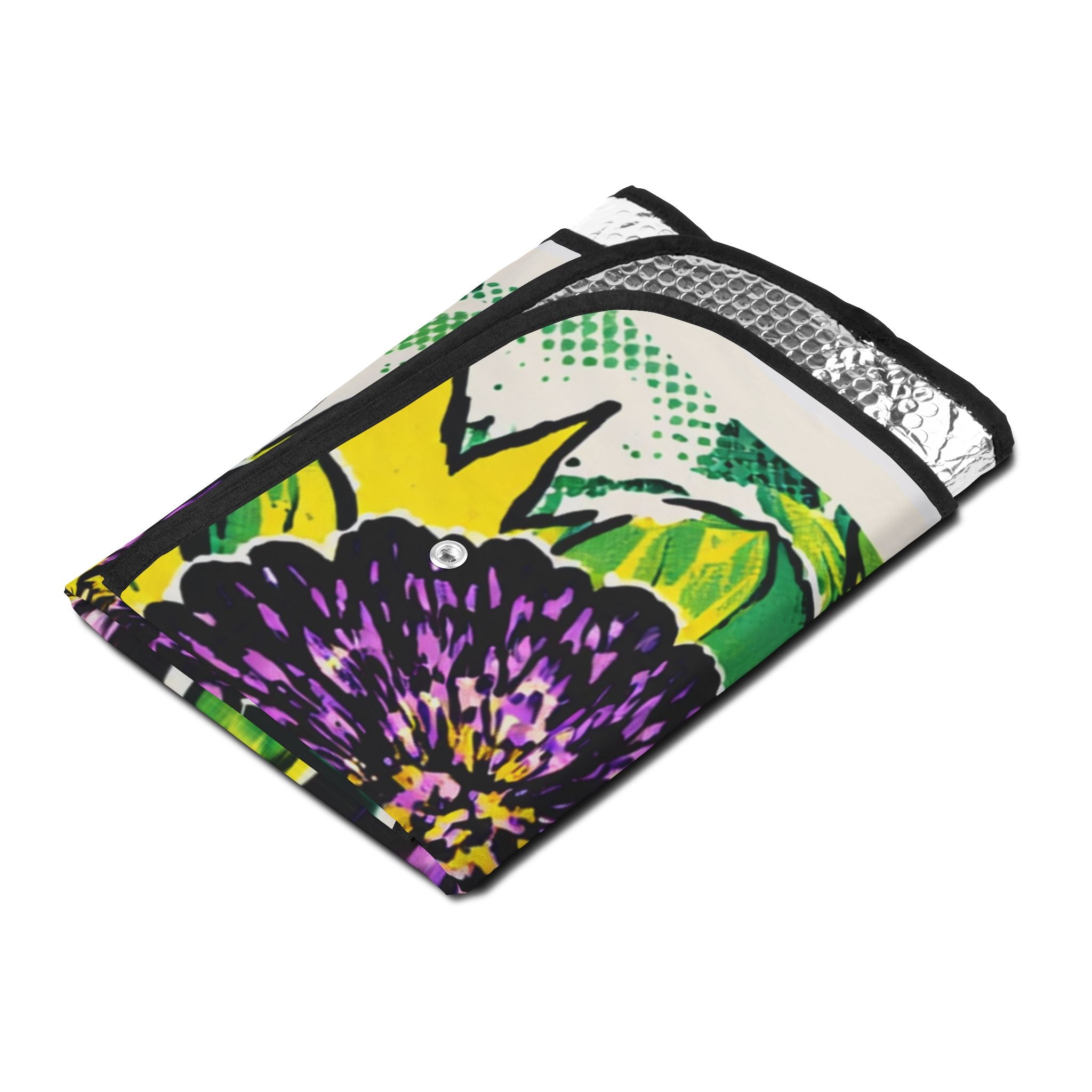 Floral Dahlia Car Sun Shade — Purple & Green Windshield Sunshade