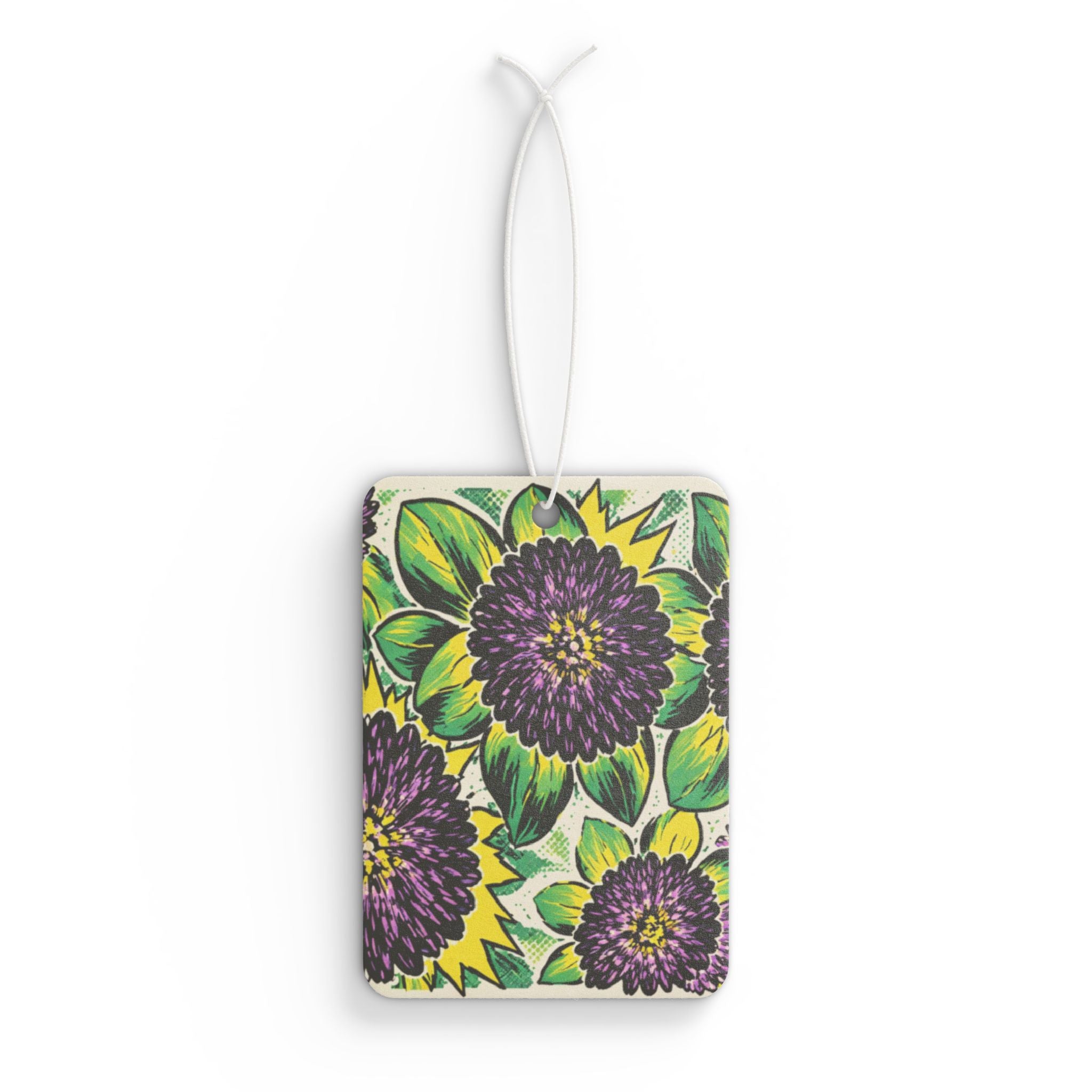 Sunflower Bouquet Car Air Freshener — Purple & Yellow Floral Hanging Scent